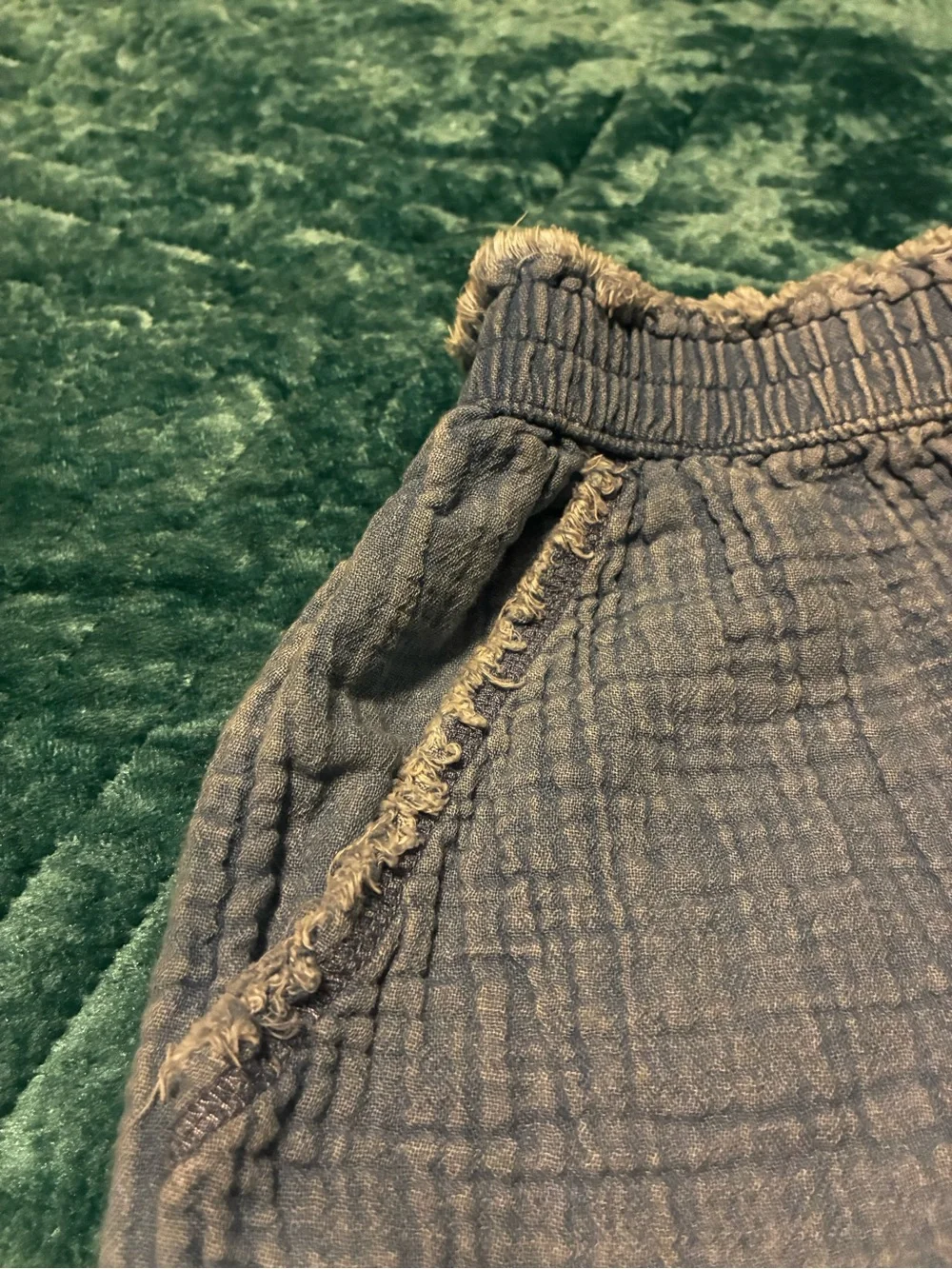 aerie Blue Textured High-Waist Casual Shorts